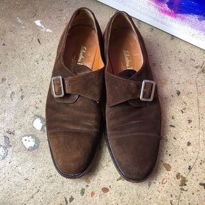 Ferragamo Brown Suede Single-Monk Shoe, Size 8D.